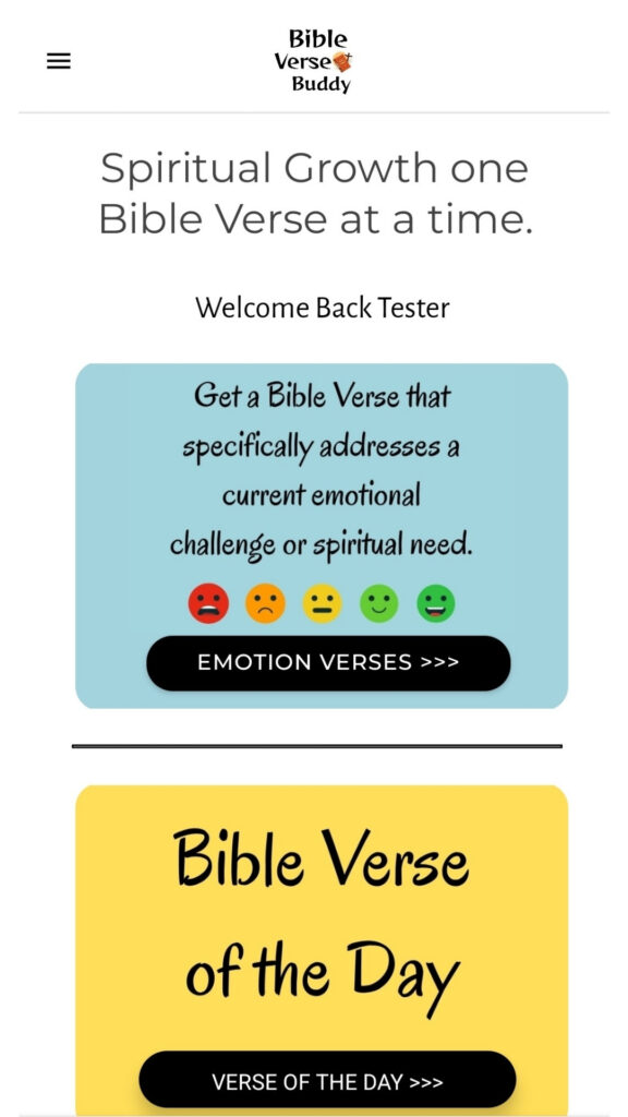 Screenshot of the Bible Verse Buddy App