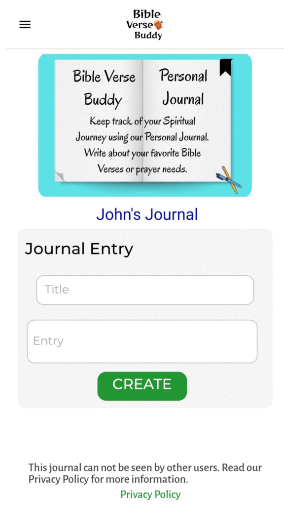 Screenshot of the Bible Verse Buddy App