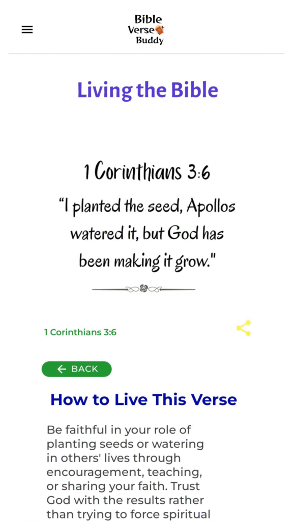 Screenshot of the Bible Verse Buddy App